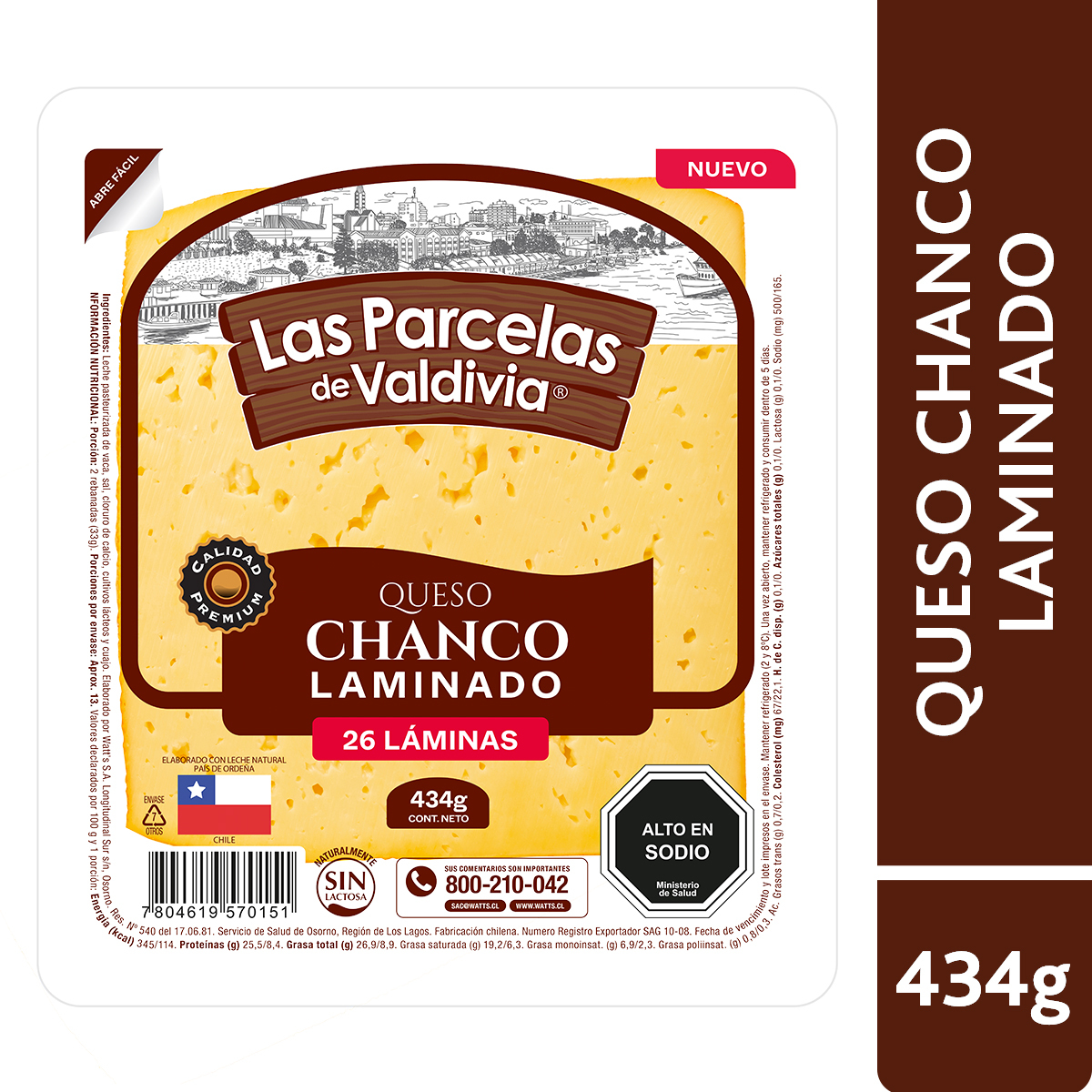 Queso Chanco Laminado 434 g